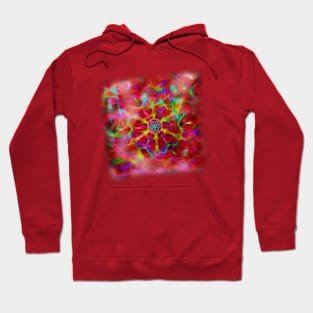 Vibrant kaleidoscope in red mist Hoodie